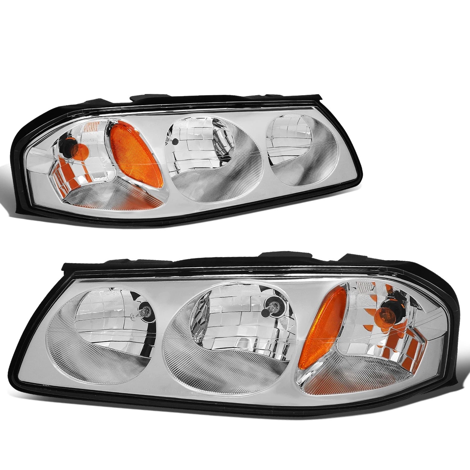 Chrome Housing Clear Headlight + Amber Corner + LED Fog Light Set for Impala (2000–2005)