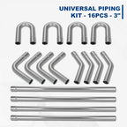 16Pcs 3" Exhaust Tube Mandrel Bend Piping Kit for Custom Applications
