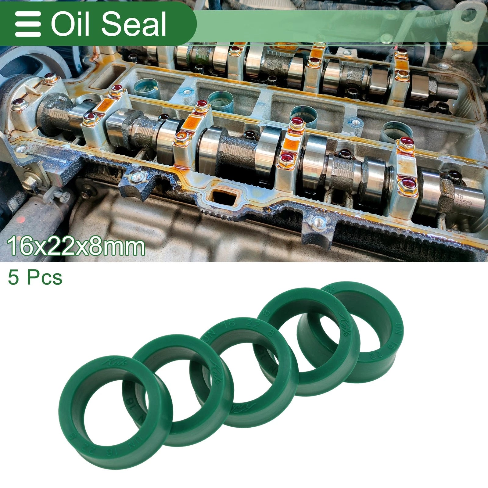 Set of 5 Oil Seal Ring 16x22x8mm for Rotary Shaft (High Pressure)