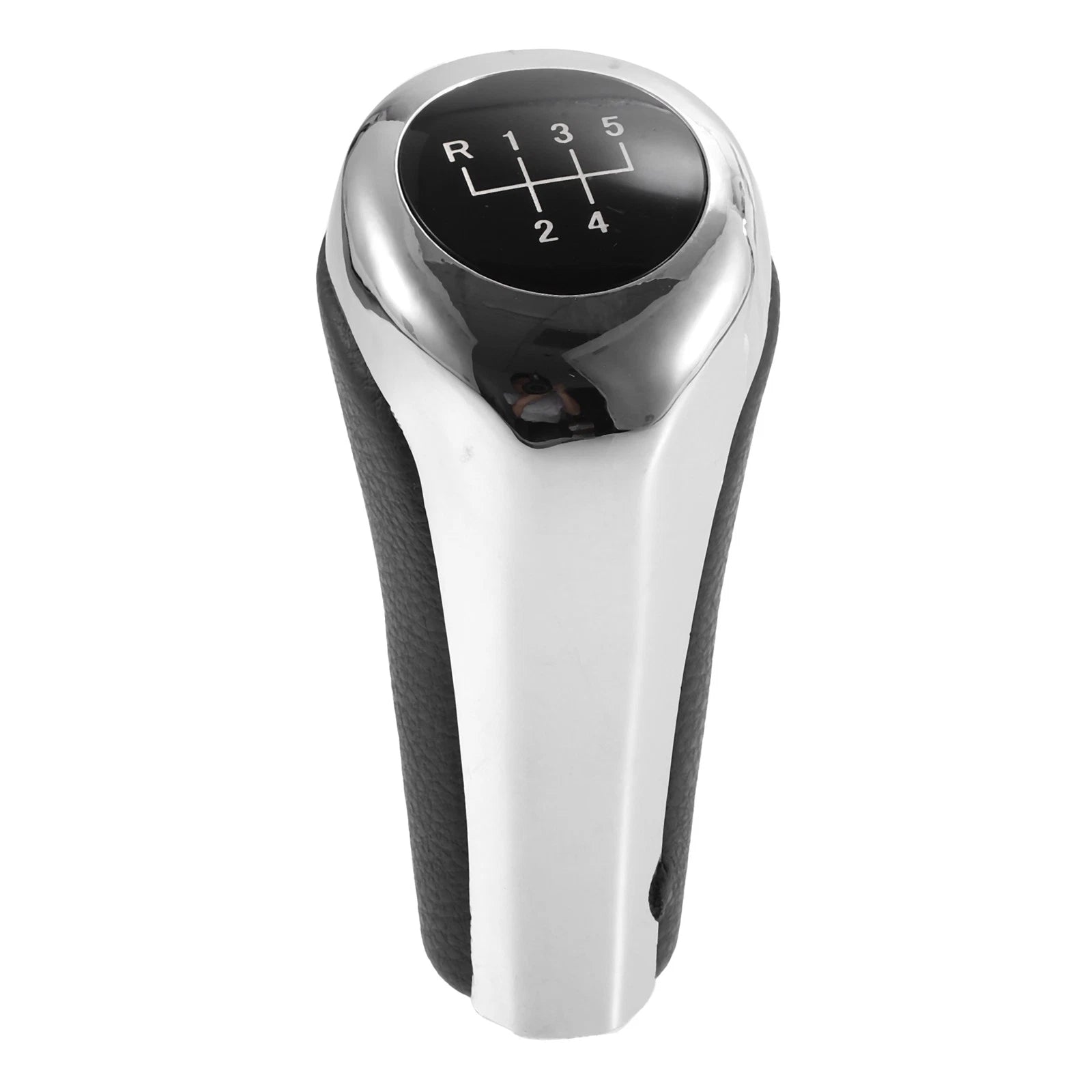 5 Speed Manual Shift Knob for BMW X1 E84 (2009–2015) Faux Leather Black Silver