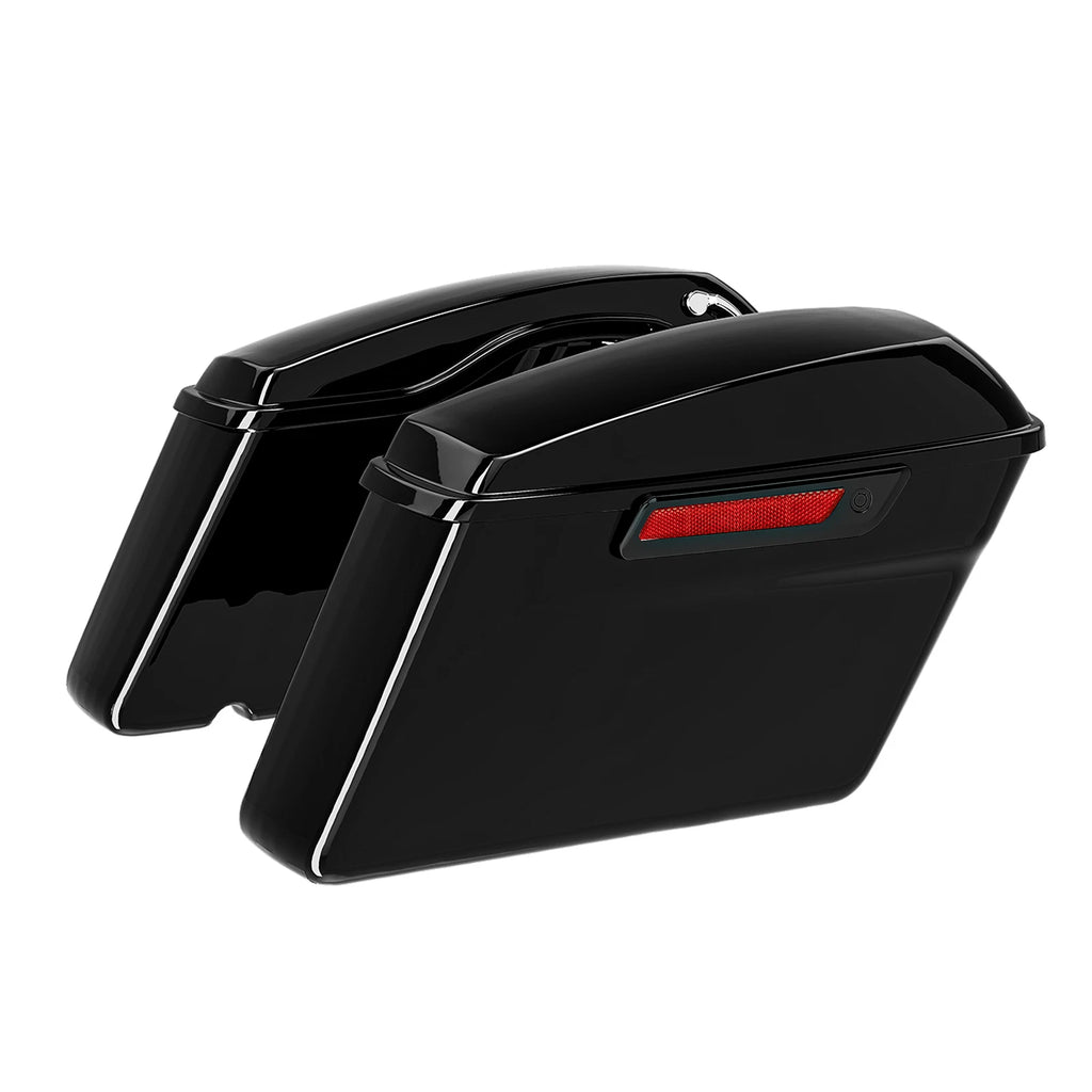 Black Hard Saddle Bags & Conversion Brackets for Harley Softail Fat Boy (1984–2017)