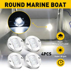 Set of 4 Round Navigation Boat Stern Lights White