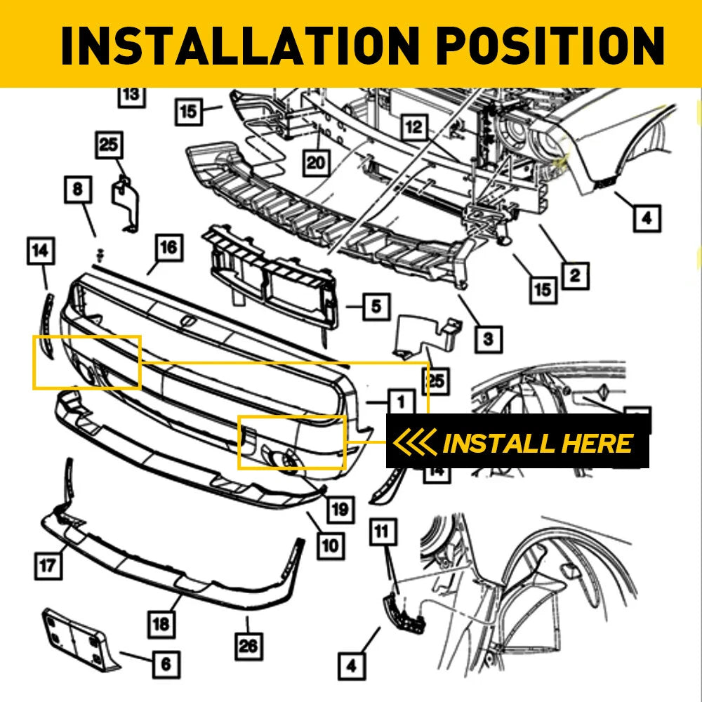 Fog Light Bracket Kit for Dodge Ram 1500 (2013-2022)