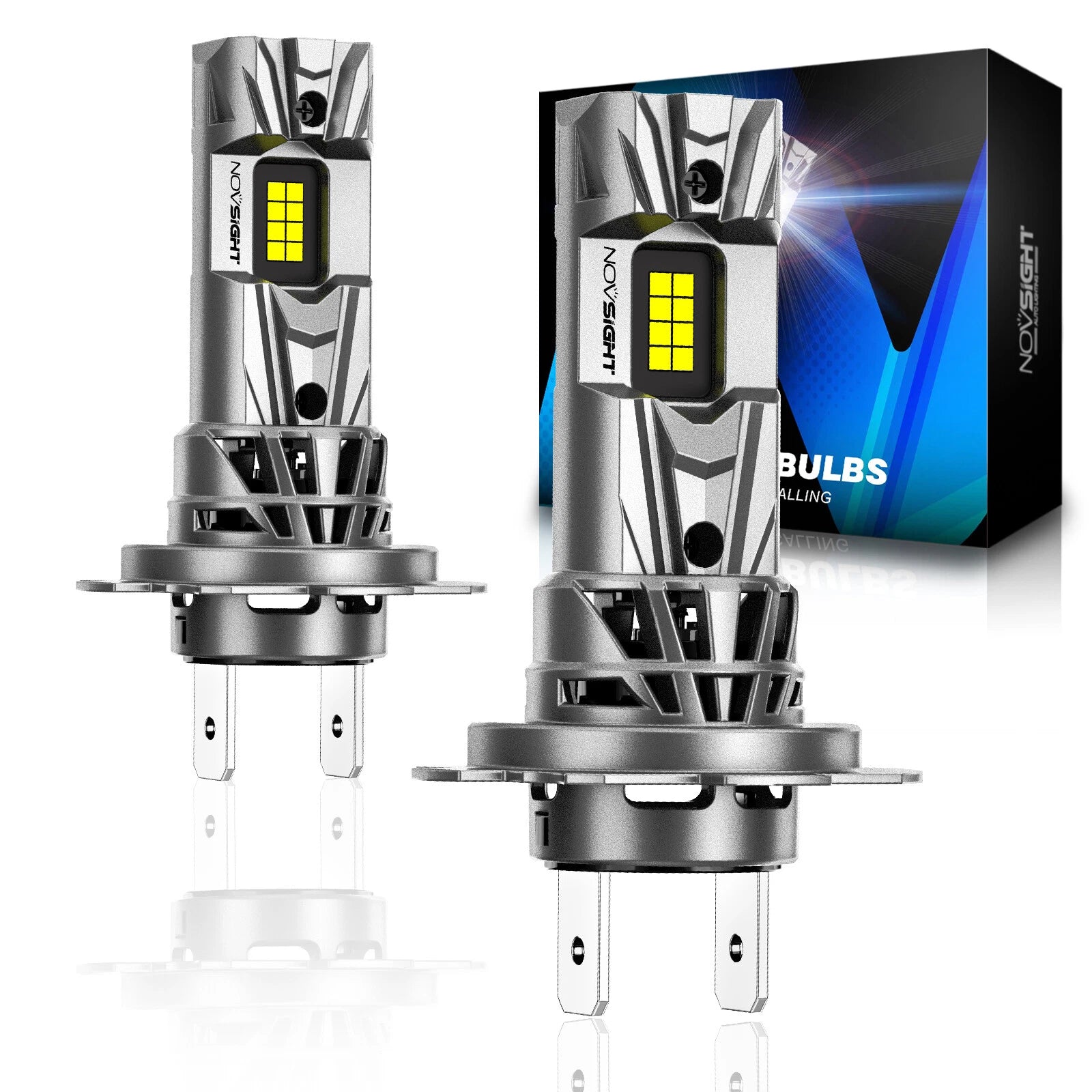 2X H7 LED Headlight Bulbs for NOVSIGHT (18000LM, 6500K)