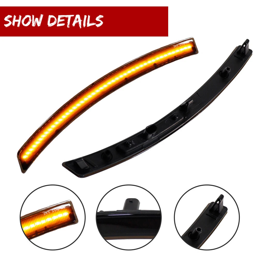 2Pcs Black Amber LED Side Marker Lights for Chevy Corvette C7 (2014–2019)