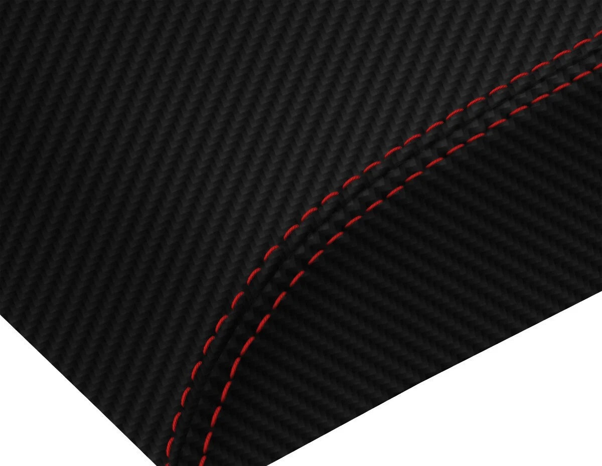 Console Lid Armrest Cover for Ford Escape (2008–2012) Carbon Fiber Red Stitch