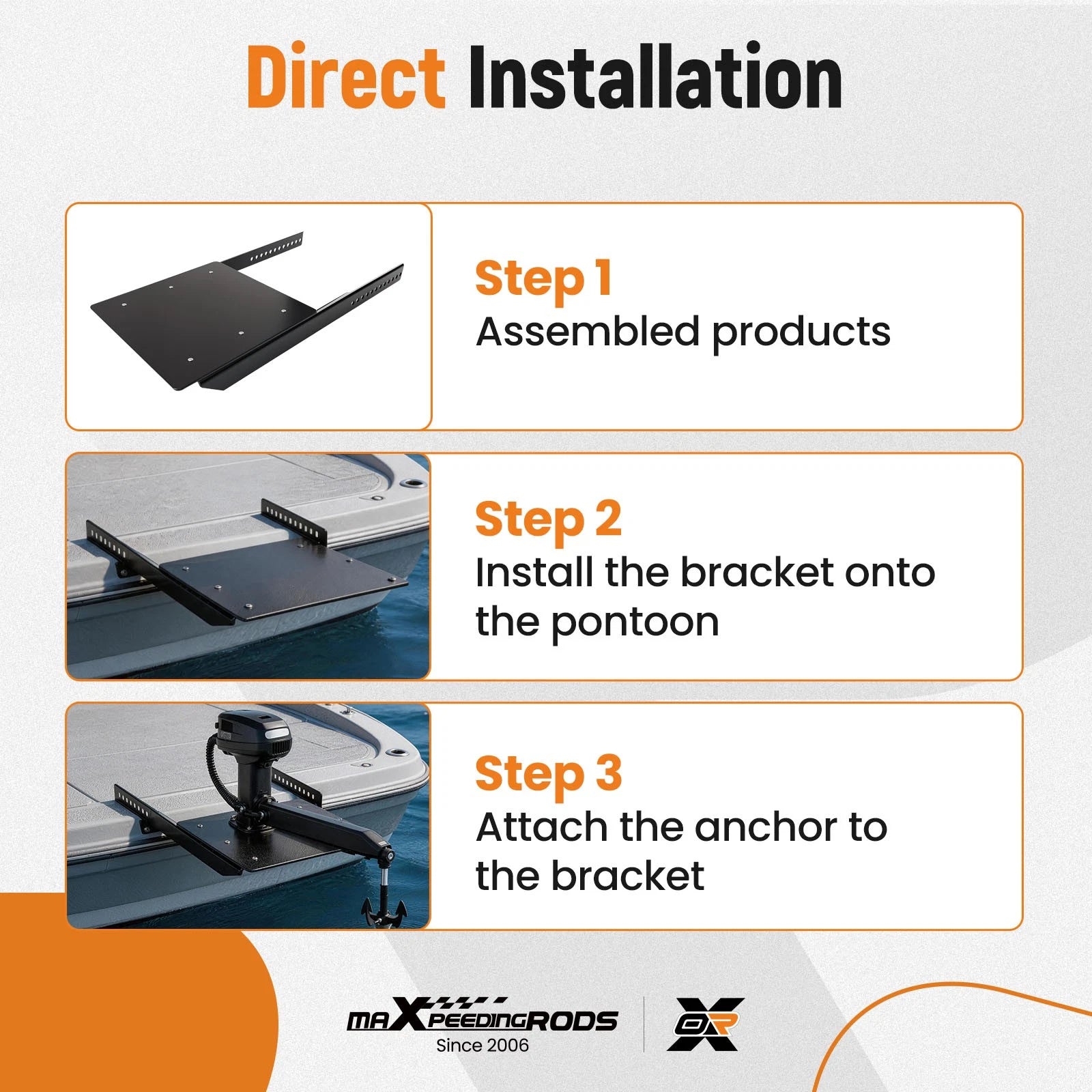 Black Steel Boat Mount for Universal Anchor Winch BBQ Grill Platform