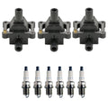 Set of 3 Ignition Coils & 6 Double Platinum Spark Plugs for Mercedes W124 W202