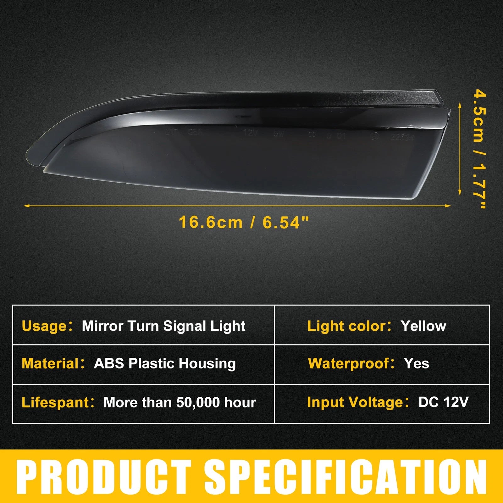 Mirror Turn Signal Light 8A61-13B381-AF for Ford Fiesta (2011–2019) 1 Pair