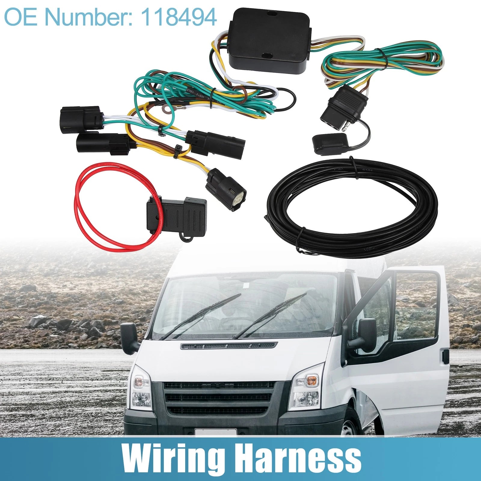 Set of 4 118494 4-Pin Trailer Wiring Harness for Ford Transit-150 250 (2015–2022)