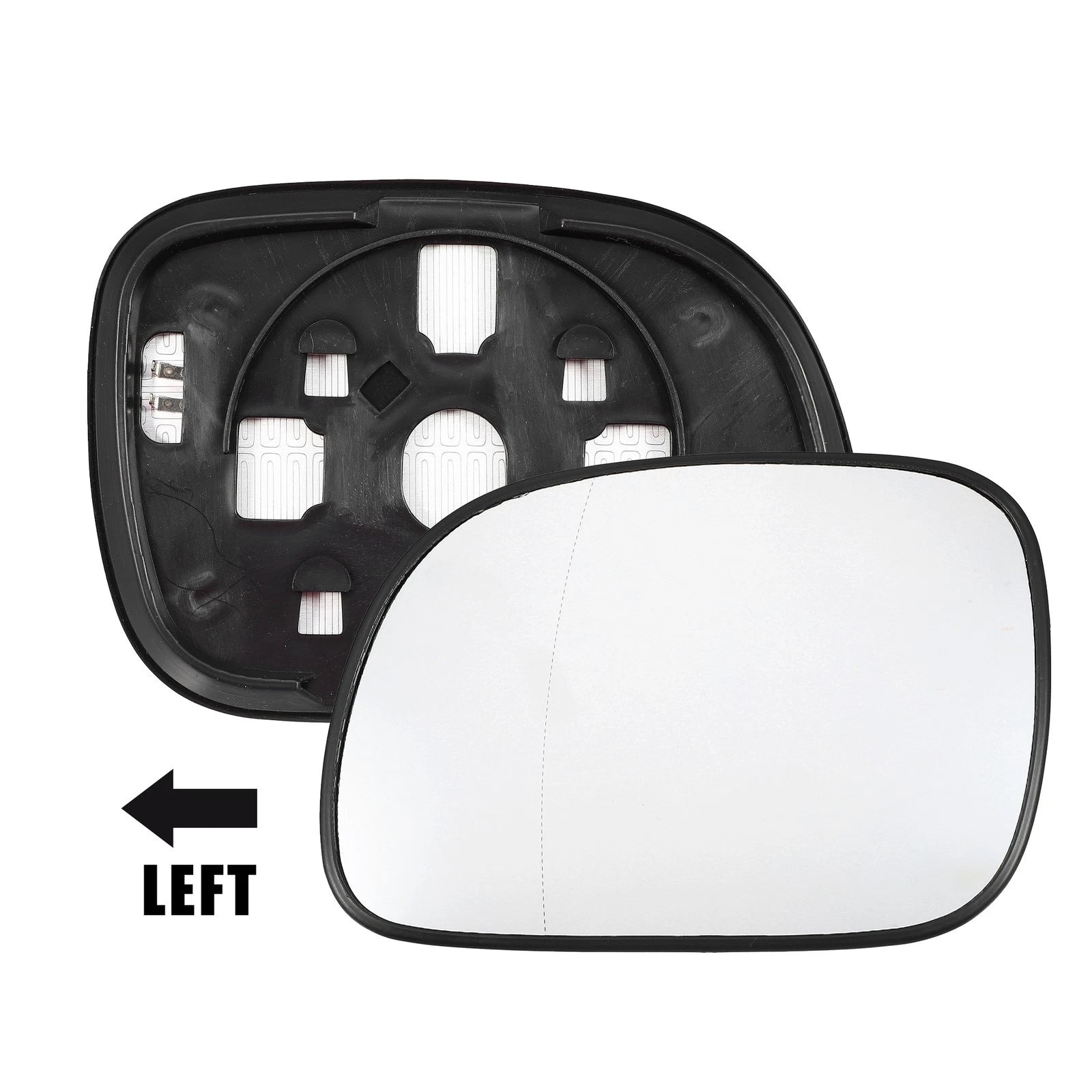 Heated Left Side Rearview Mirror Glass with Backing Plate for Dodge Caravan 