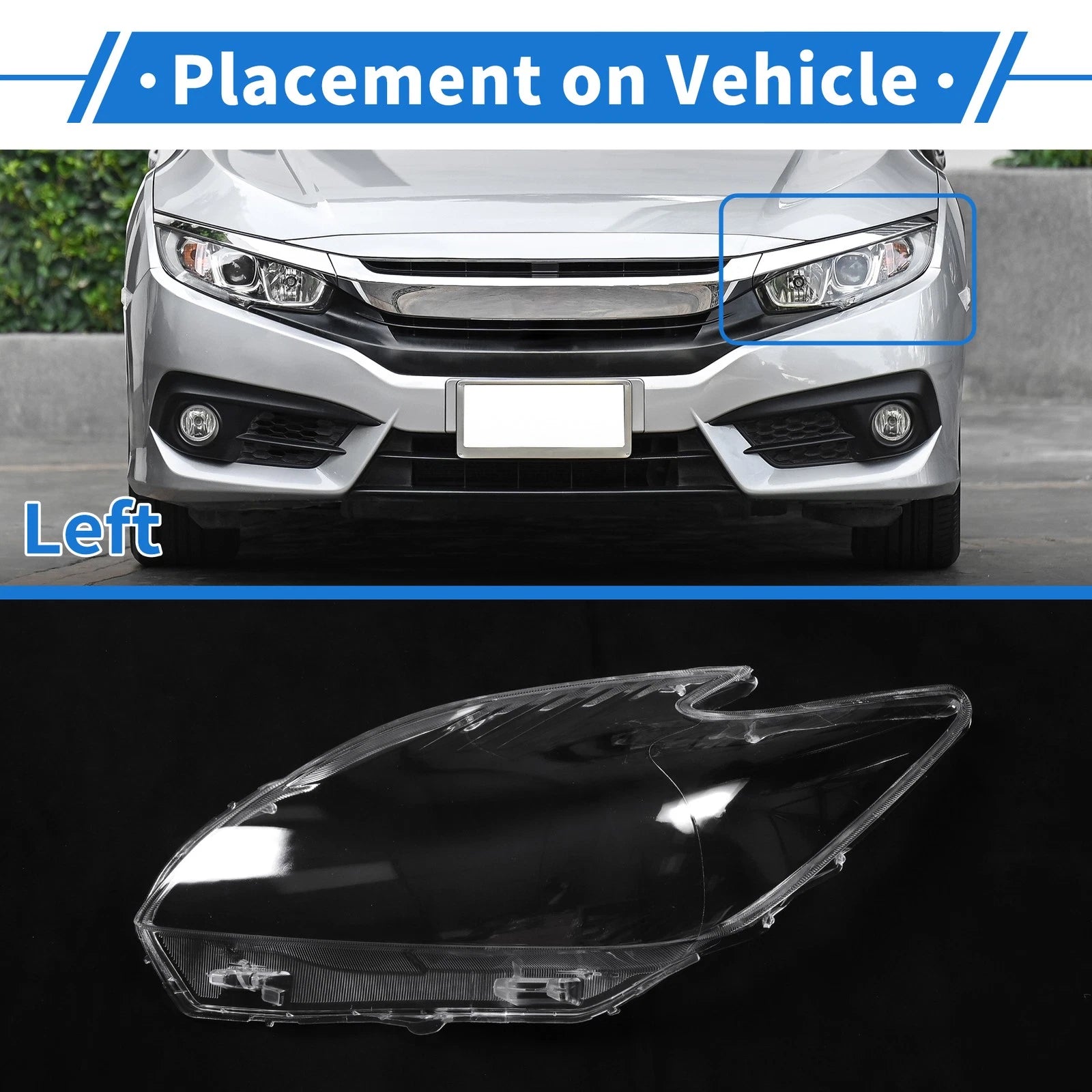 1 Pcs Headlight Lens Cover for Toyota Prius (2010–2012) PC Clear