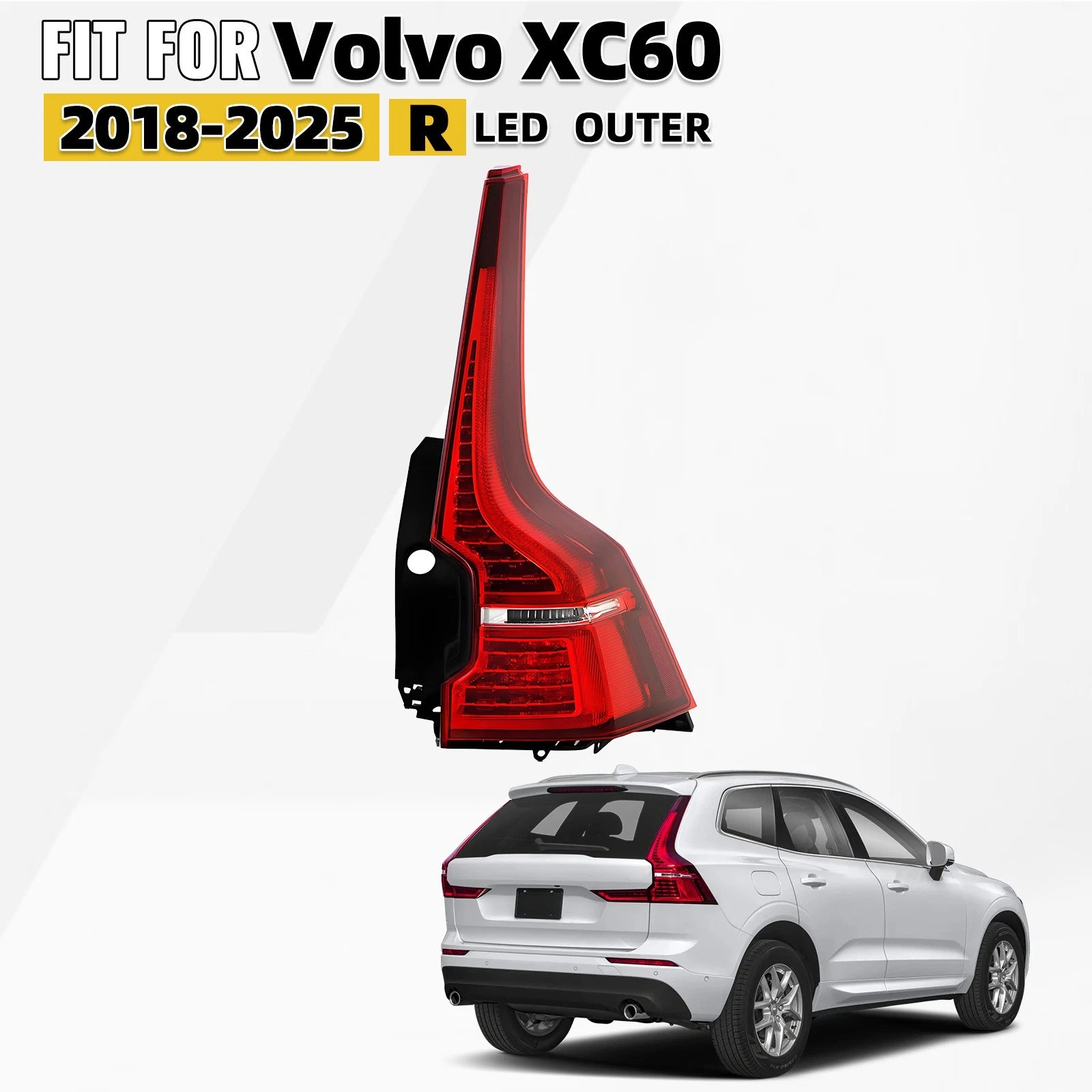 Full LED Tail Light Brake Outer Passenger Side for Volvo XC60 (2018–2025)