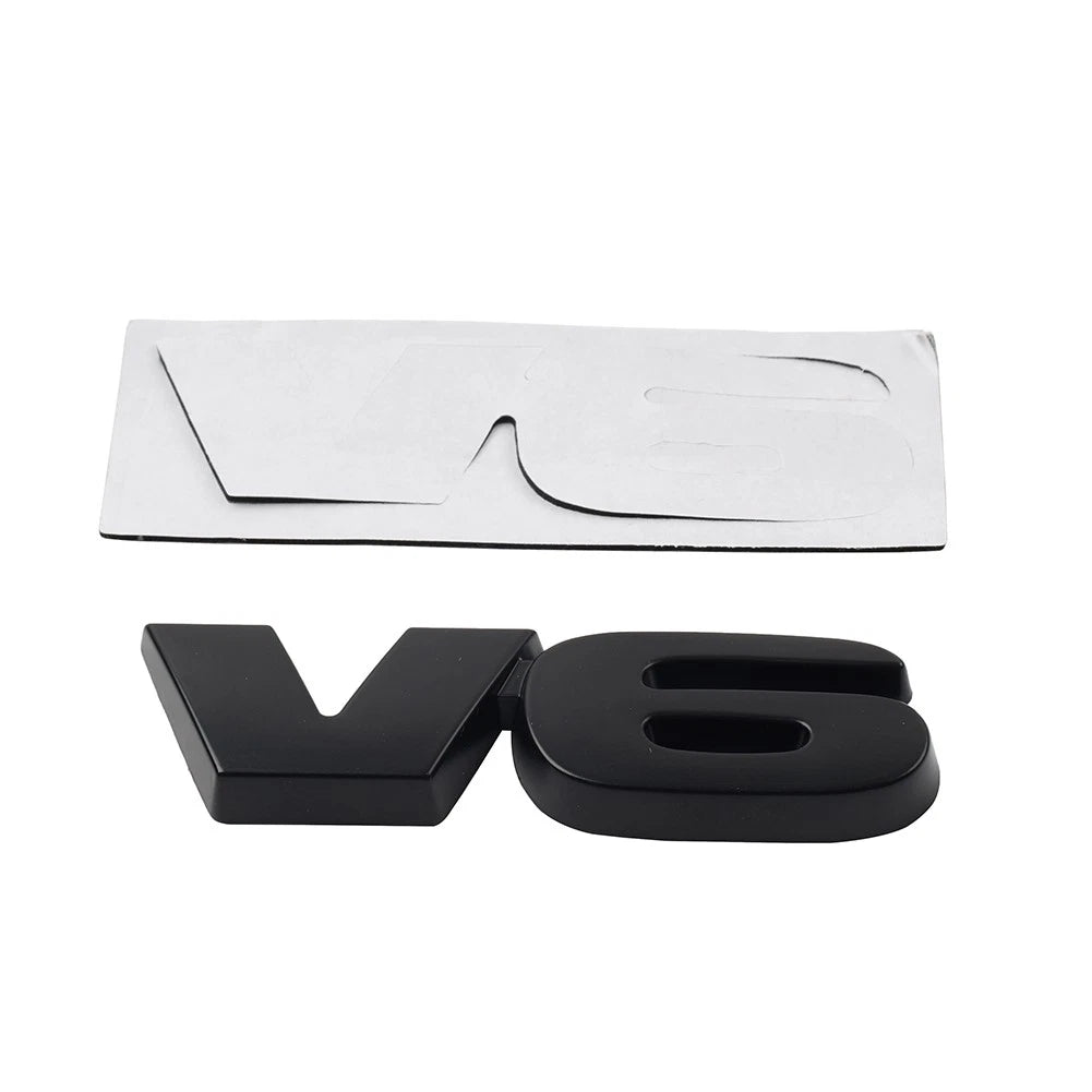3D Black Metal V6 Logo Car Fender Trunk Engine Emblem