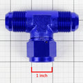 12AN Male to Female Center Port Flare Tee Fitting - Blue Anodized