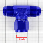 12AN Male to Female Center Port Flare Tee Fitting - Blue Anodized