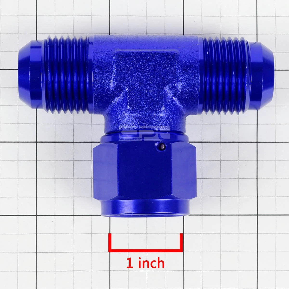 12AN Male to Female Center Port Flare Tee Fitting - Blue Anodized