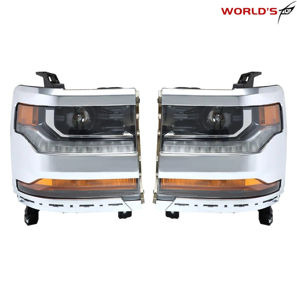 Set of 2 Headlights for Chevy Silverado 1500 (2016–2018) HID/Xenon LED DRL