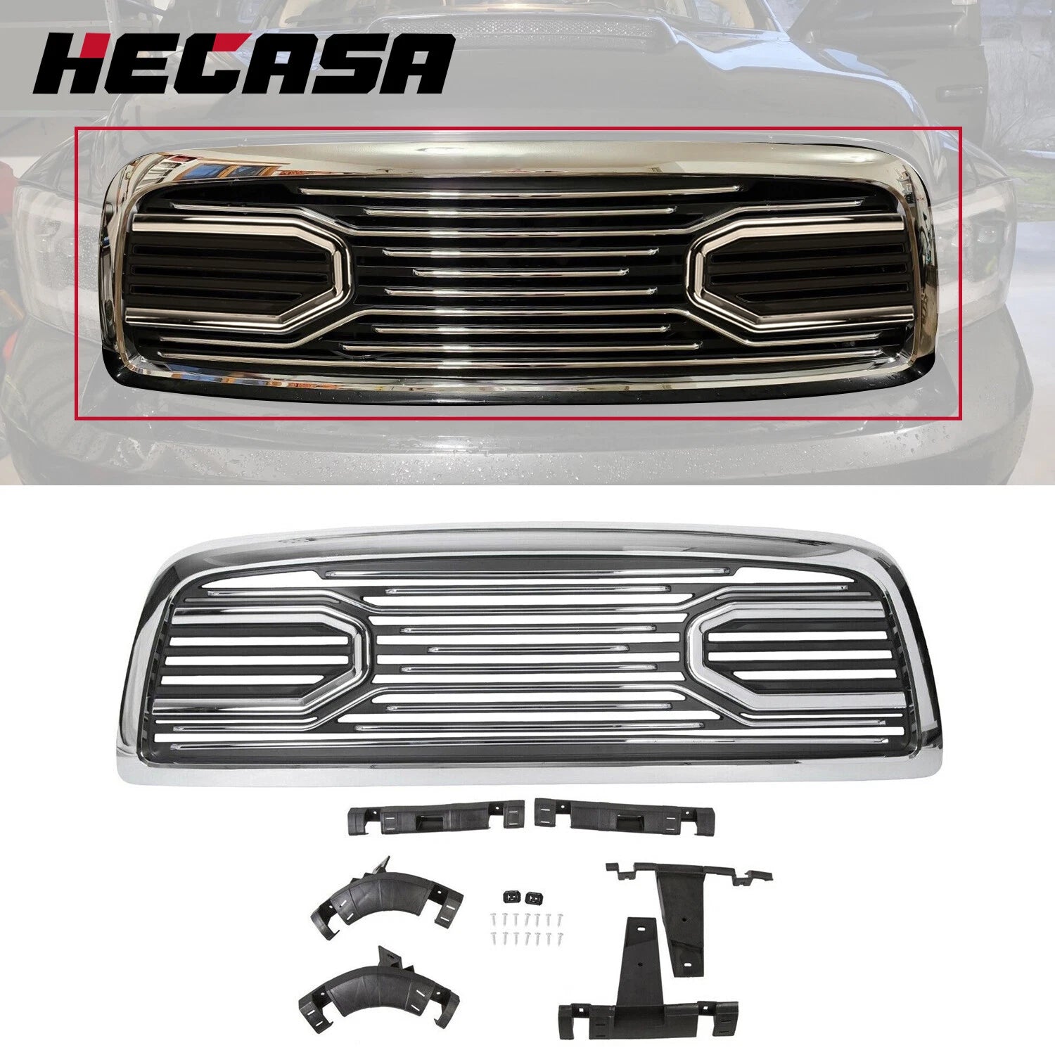 Chrome Grille Replacement Shell for Dodge Ram 1500 (2009–2012)