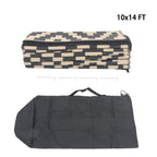 Outdoor Plastic Straw Rug for Camping (10x14 ft) - Black & Beige
