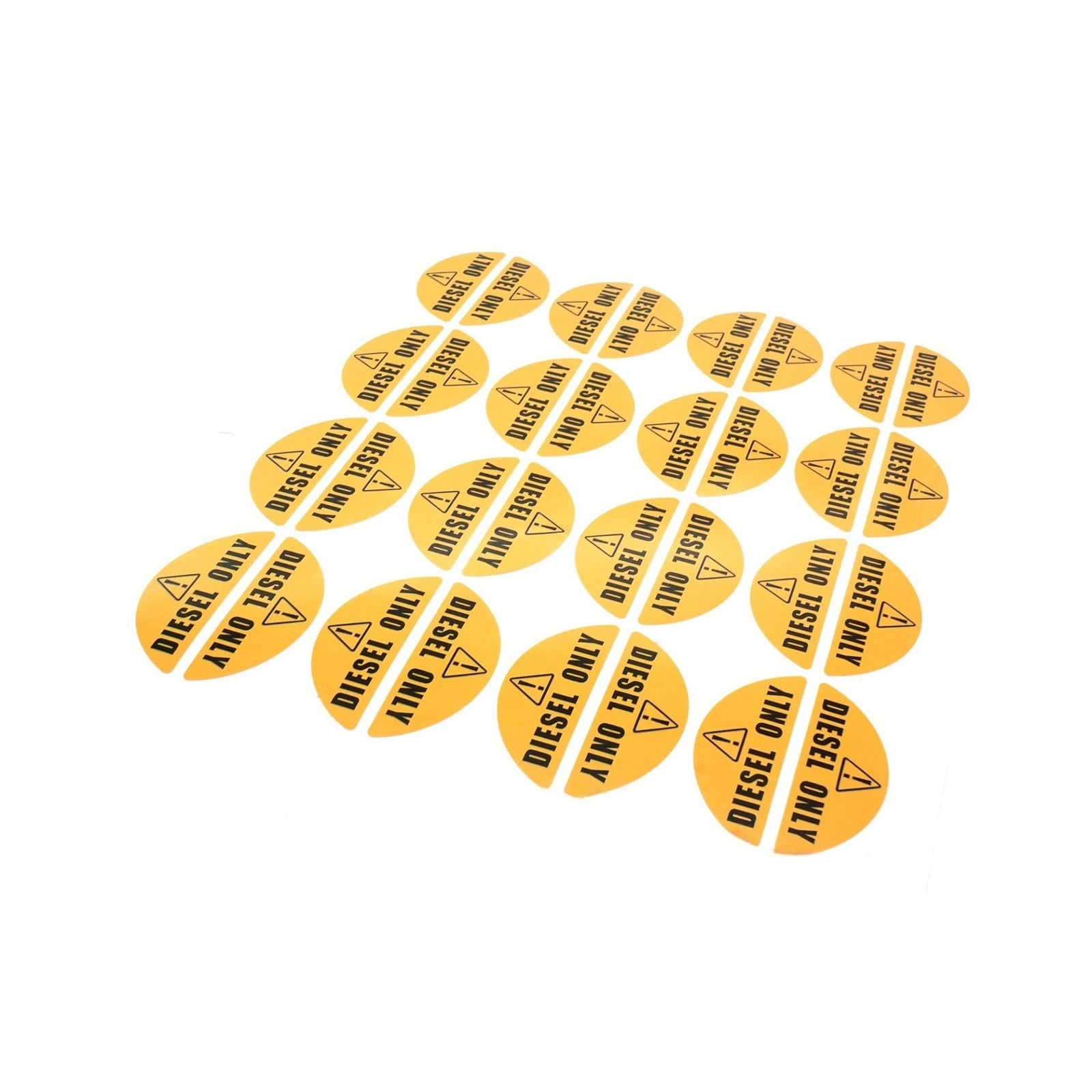 Set of 16 Diesel Only Stickers - High Visibility Yellow 0.82'' X 2.17''
