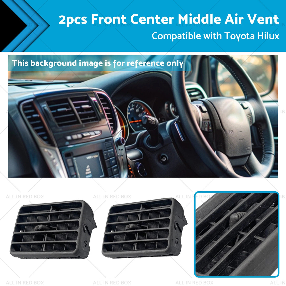 2pc Black Front Center Air Vent for Toyota Hilux LN145 (1997–2004)