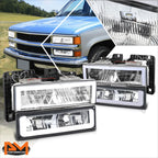 LED DRL Headlights Chrome for Chevy GMC C/K Suburban Tahoe Yukon (1988–2000)