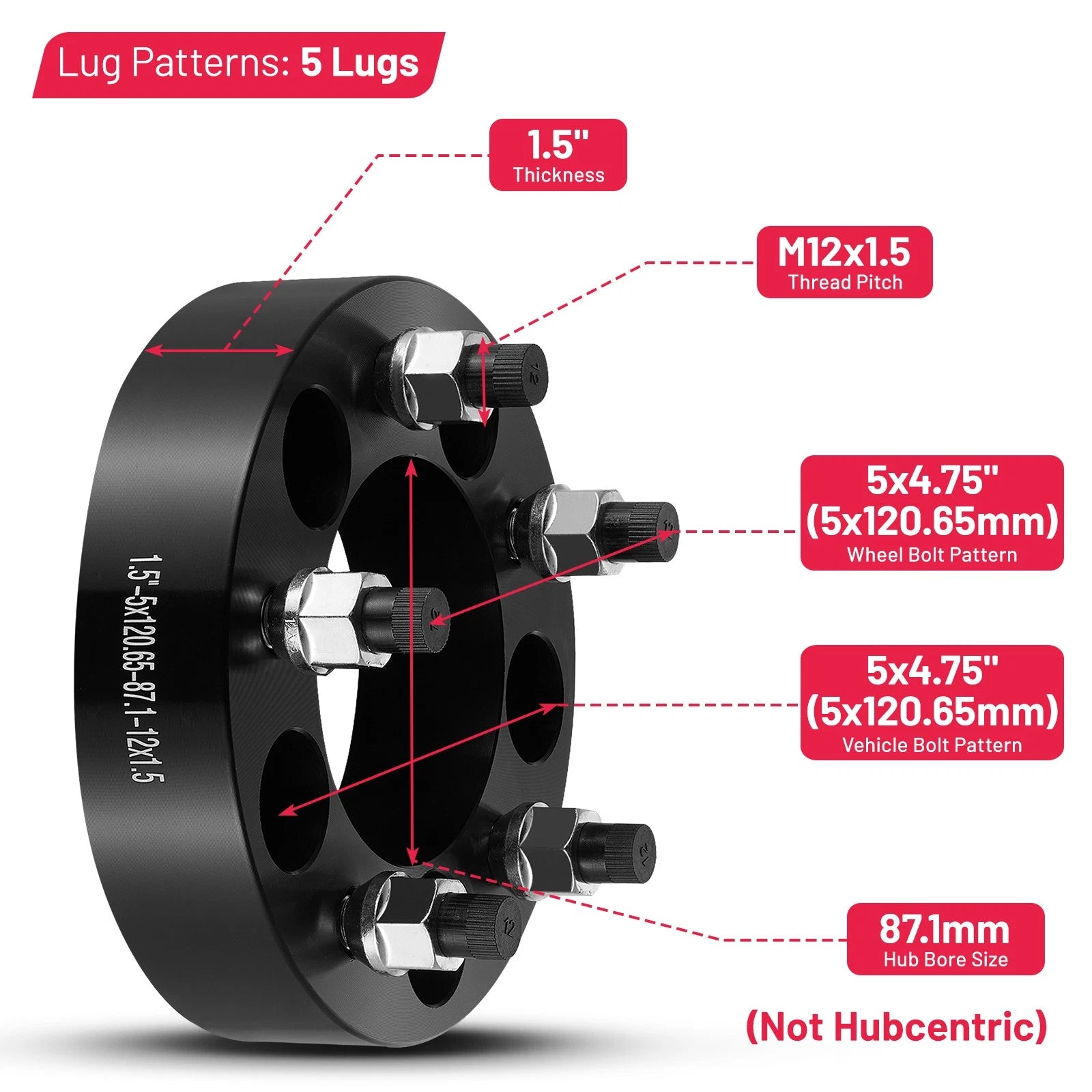 2X 1.5 Inch Wheel Spacers for GMC Syclone (1991)