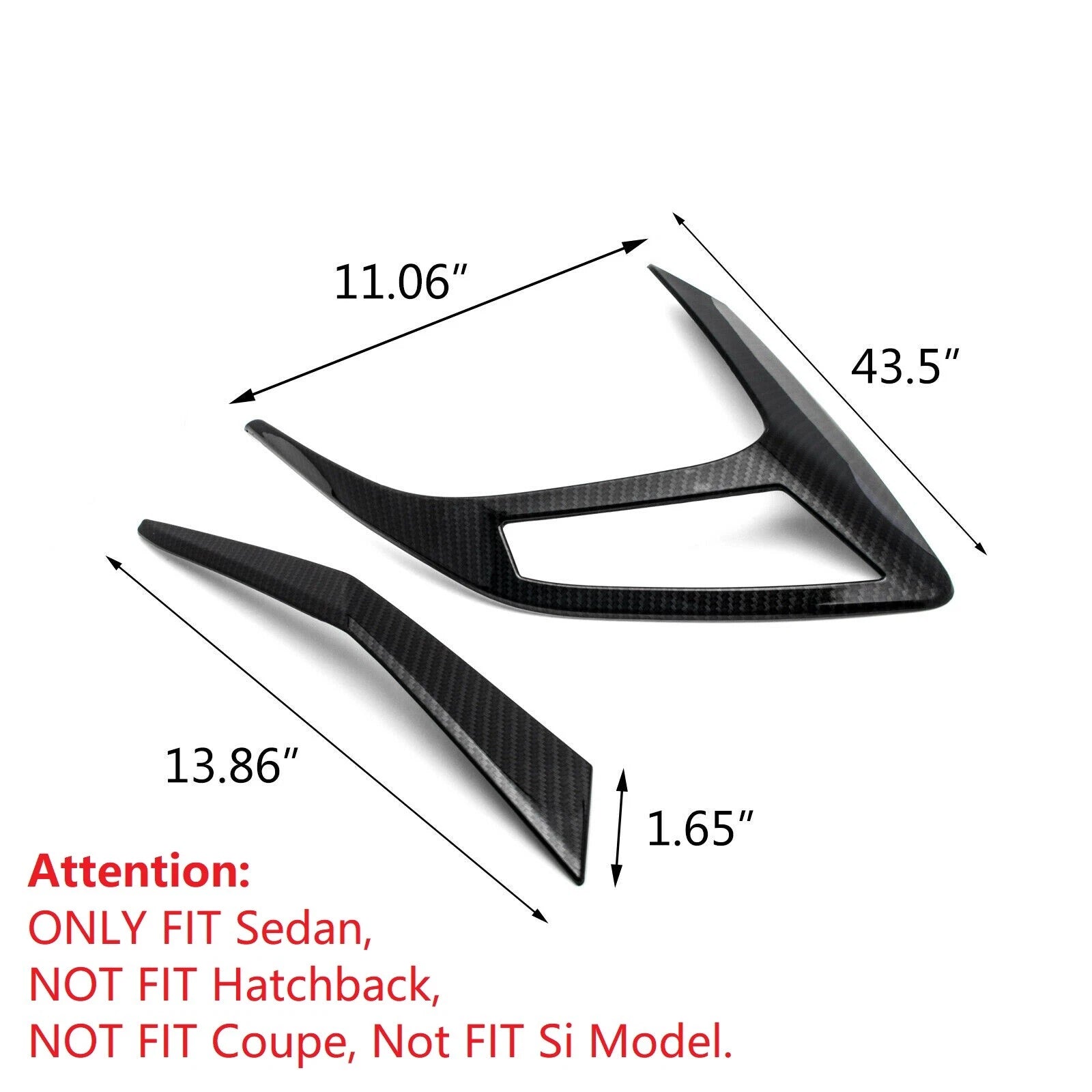 Carbon Fiber Rear Lamp Tail Light Panel Bezel for Honda Civic 2016-2021