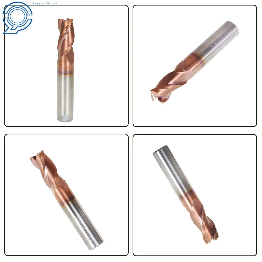 Set of 5 Carbide End Mills for Aluminum (1/2", 3 Flute, ZRN Coated)