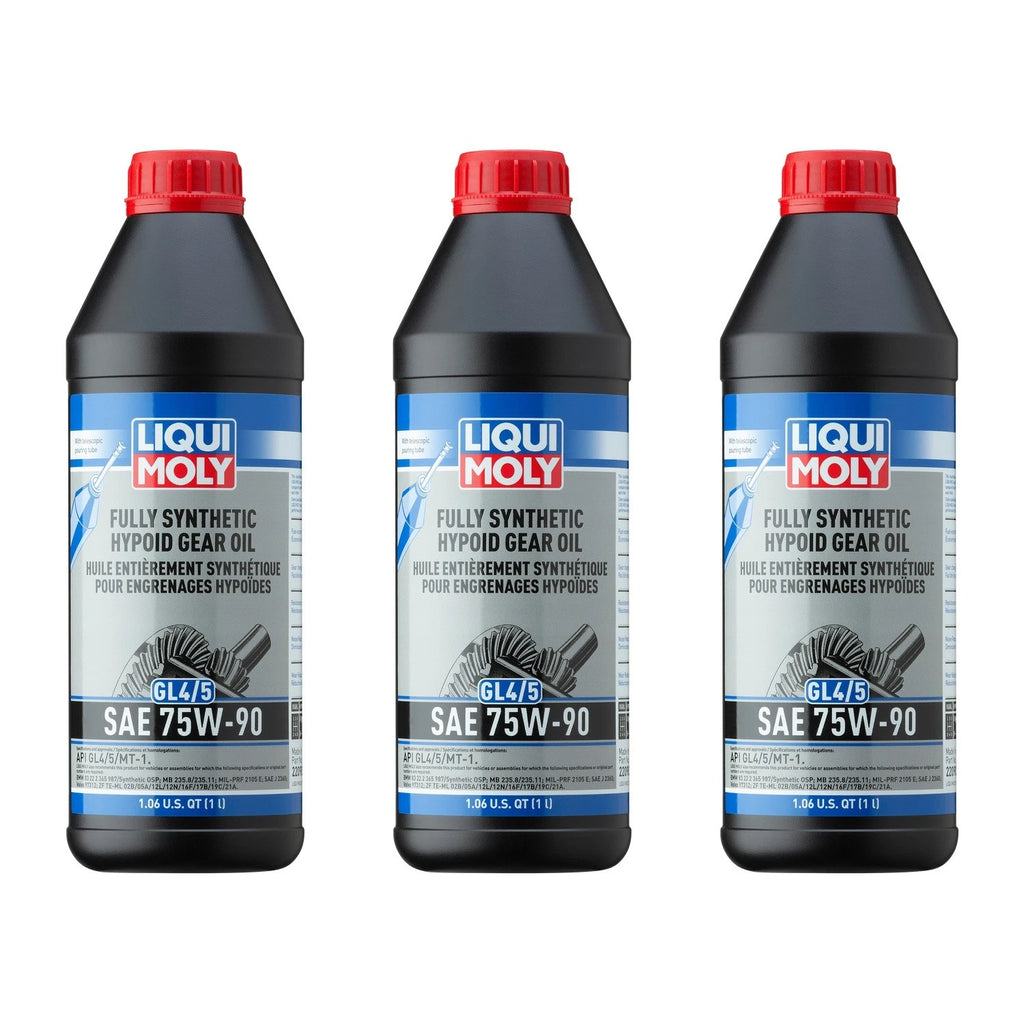 Set of 3 Liqui Moly 1L Fully Synthetic Hypoid Gear Oil GL4/5 75W-90