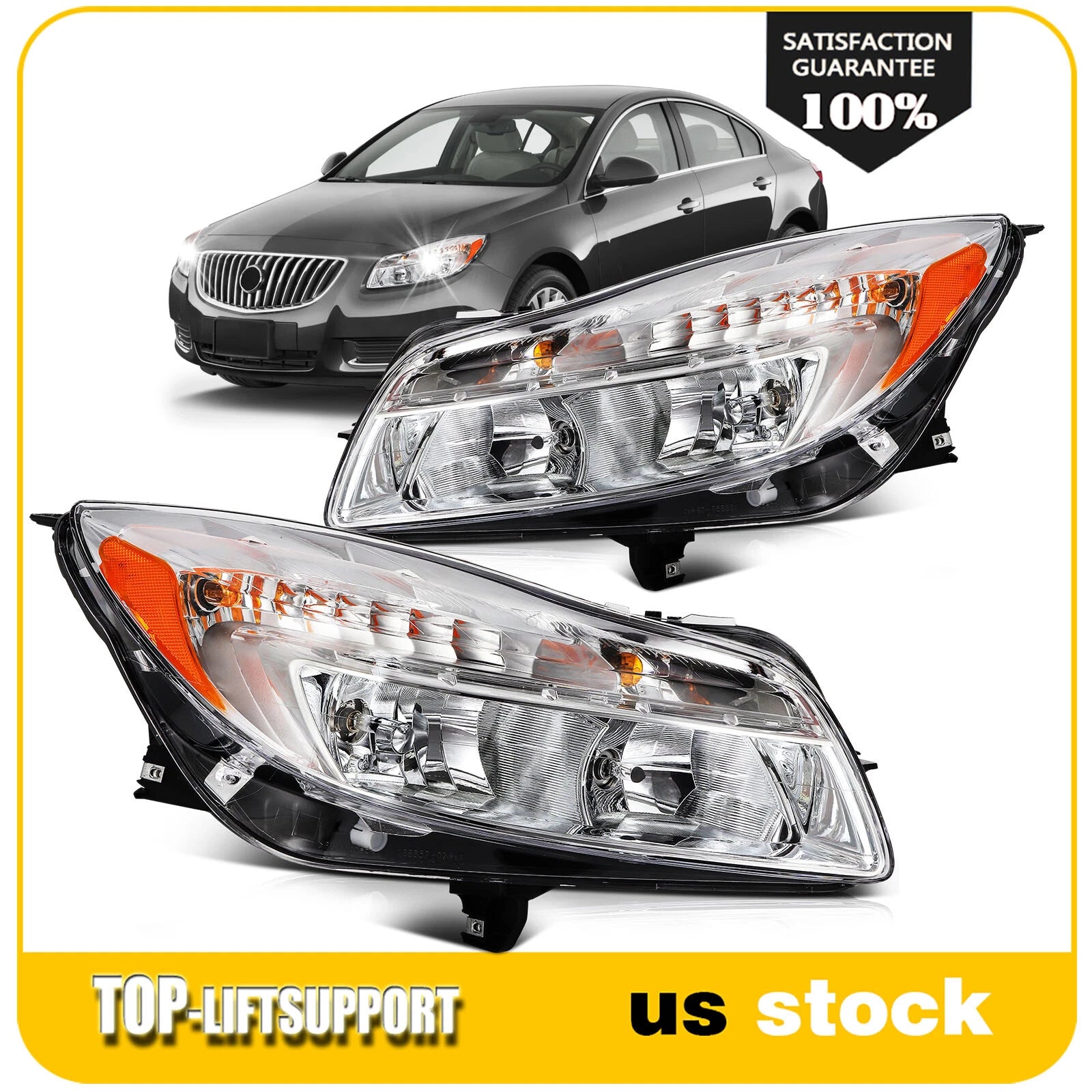 Pair Headlight Assembly for Buick Regal (2011–2013) with Bulbs
