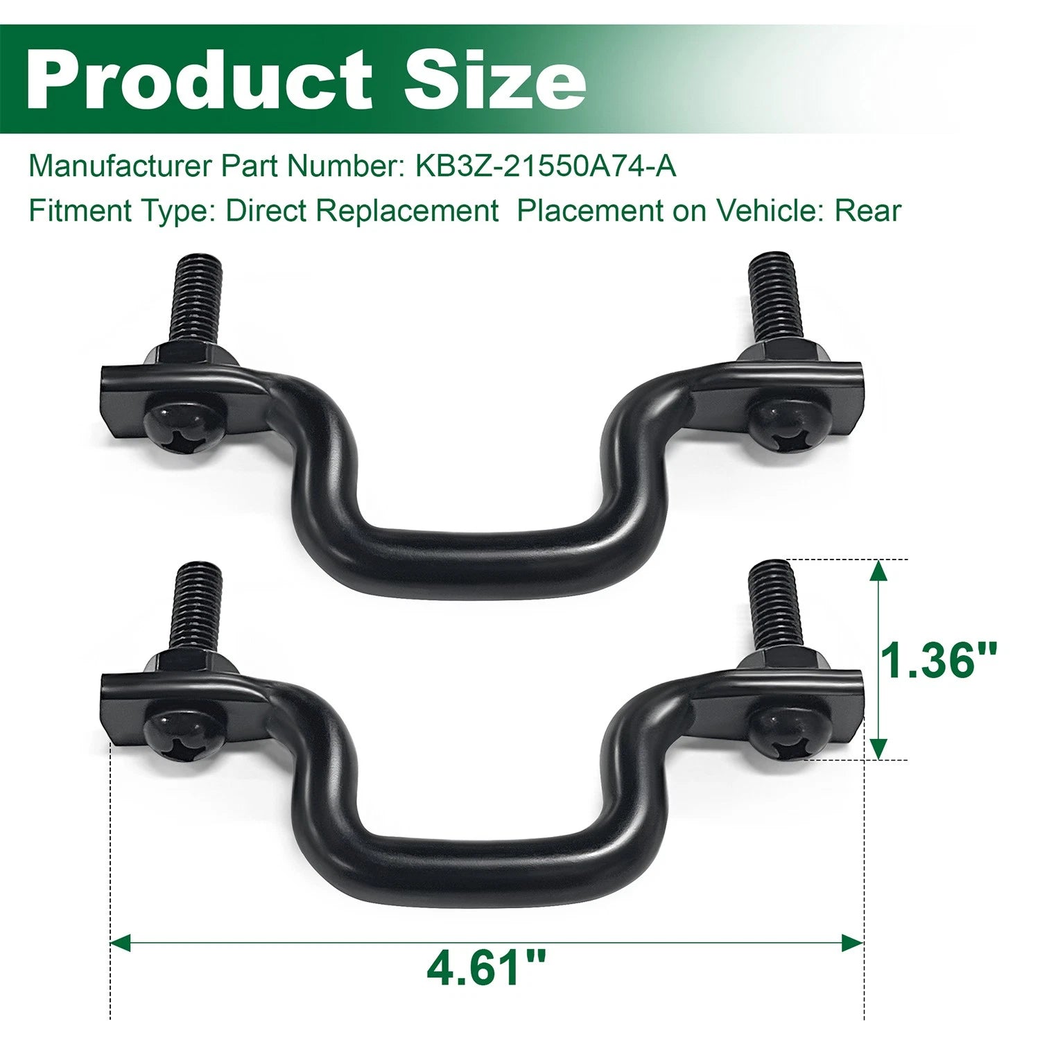 Pair Heavy Duty Rear Truck Bed Rope Hooks for Ford Ranger (2019–2023)