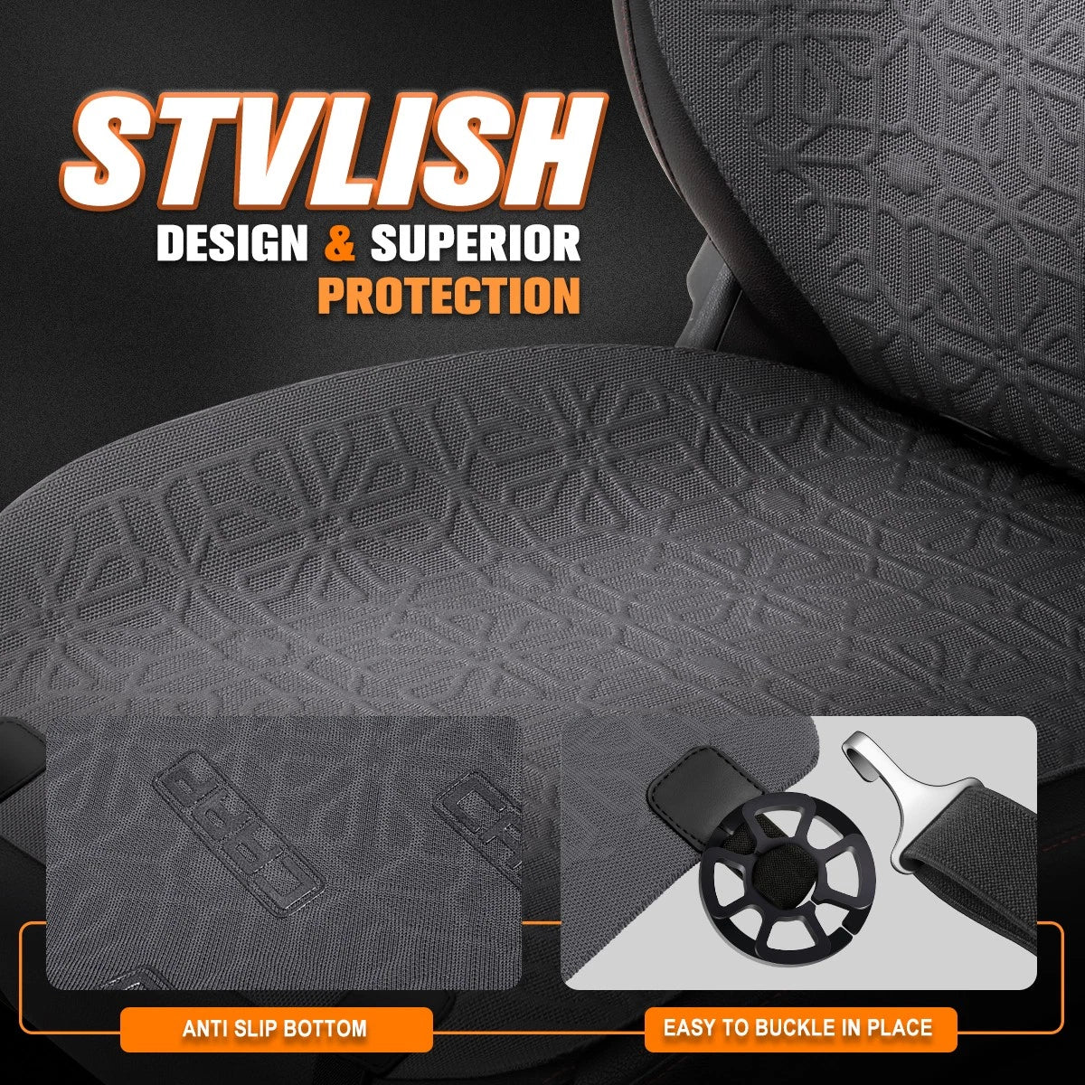 Front Row Bucket Seat Cover Cushion Protector for Universal Vehicles