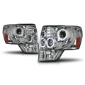 LED Halo Ring Projector Headlight for Ford F-150 (2009–2014) Chrome Housing