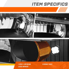 Headlight Lamps for Ford F250/F350 Super Duty (1994–2004) Black Housing Amber Corner