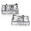 Chrome Headlights Bumper Corner Lamps for Ford F150 F250 F350 Bronco (1992–1996)