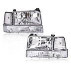 Chrome Headlights Bumper Corner Lamps for Ford F150 F250 F350 Bronco (1992–1996)