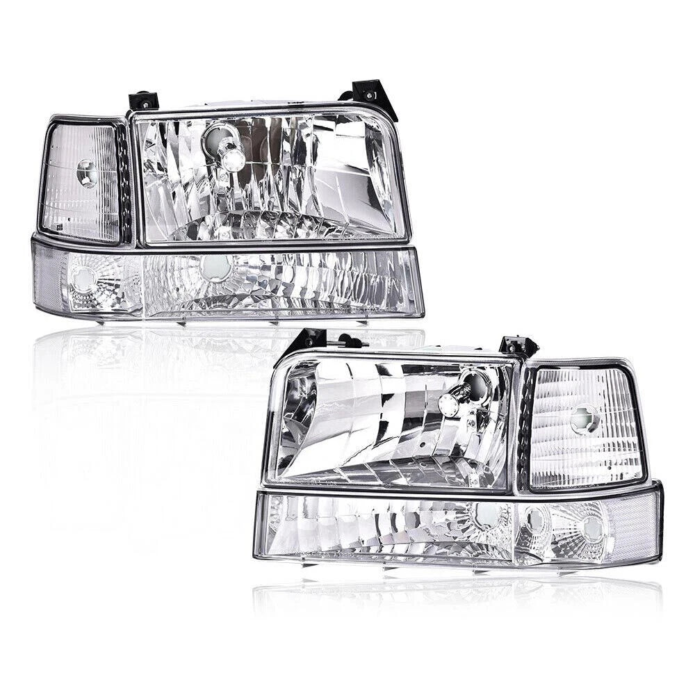 Chrome Headlights Bumper Corner Lamps for Ford F150 F250 F350 Bronco (1992–1996)