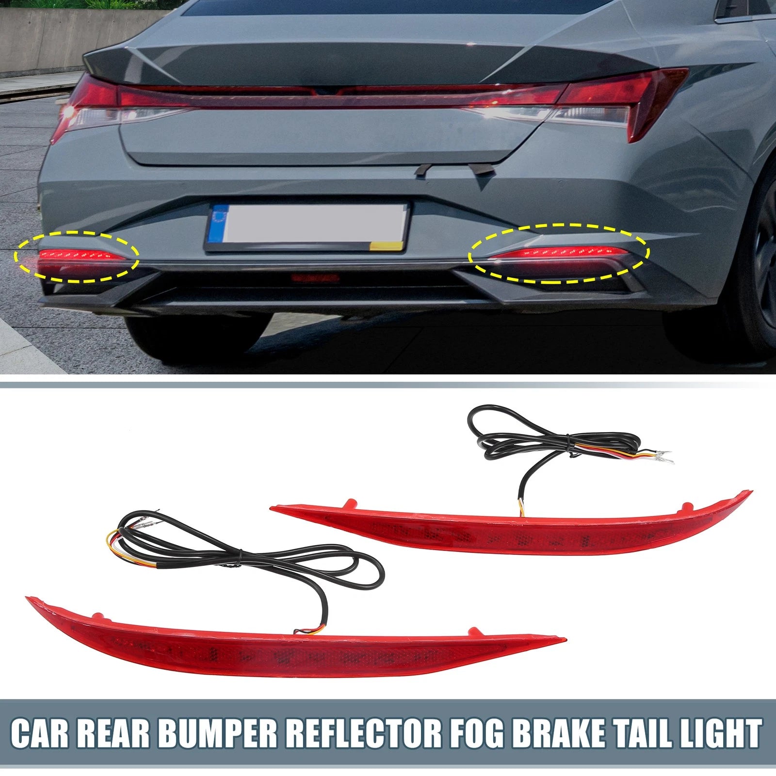LED Rear Bumper Reflector Brake Tail Turn Signal Light for Hyundai Elantra (2021–2022)