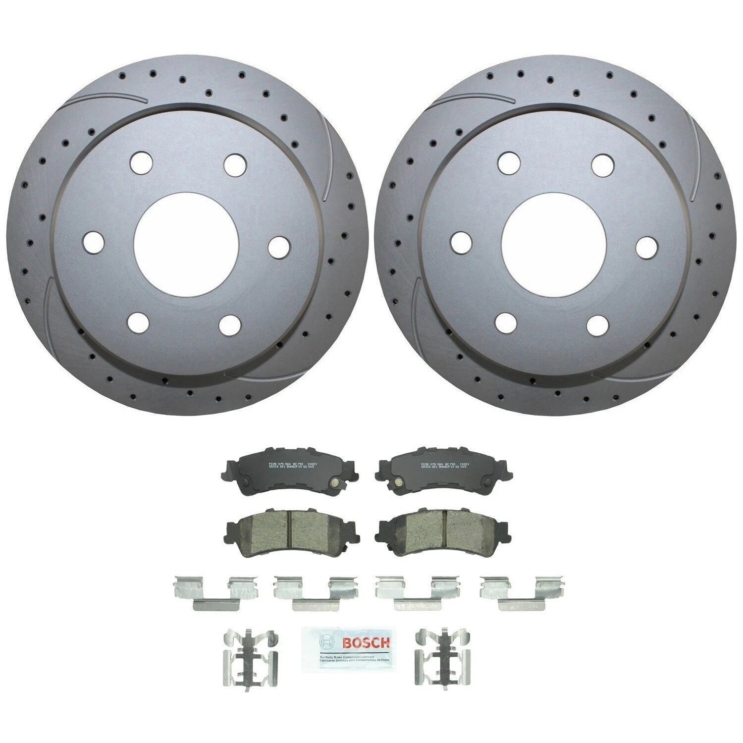 Rear Brake Kit Set of 4 Drilled 325mm Disc Rotors Bosch Ceramic Pads for Chevrolet GMC