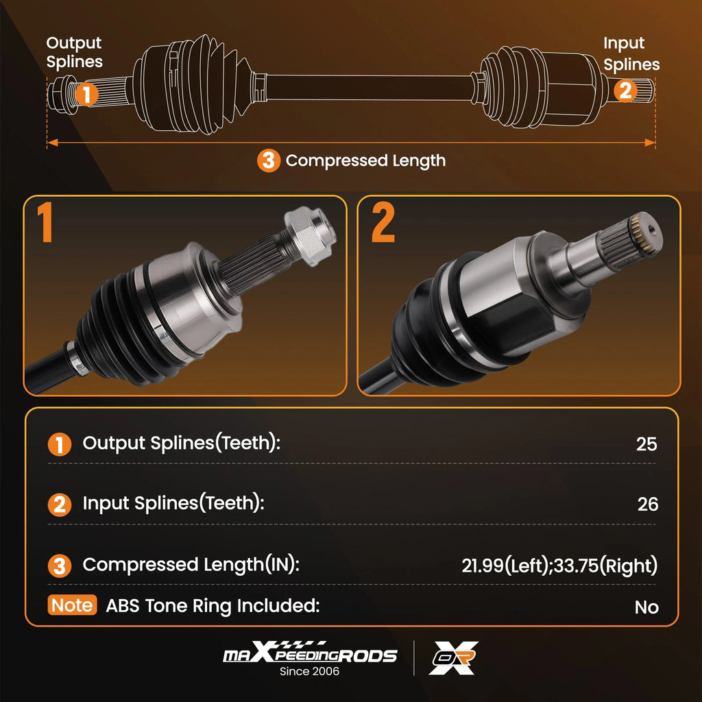 2X CV Axle Shaft Assembly for Fiat 500 (2012–2016)