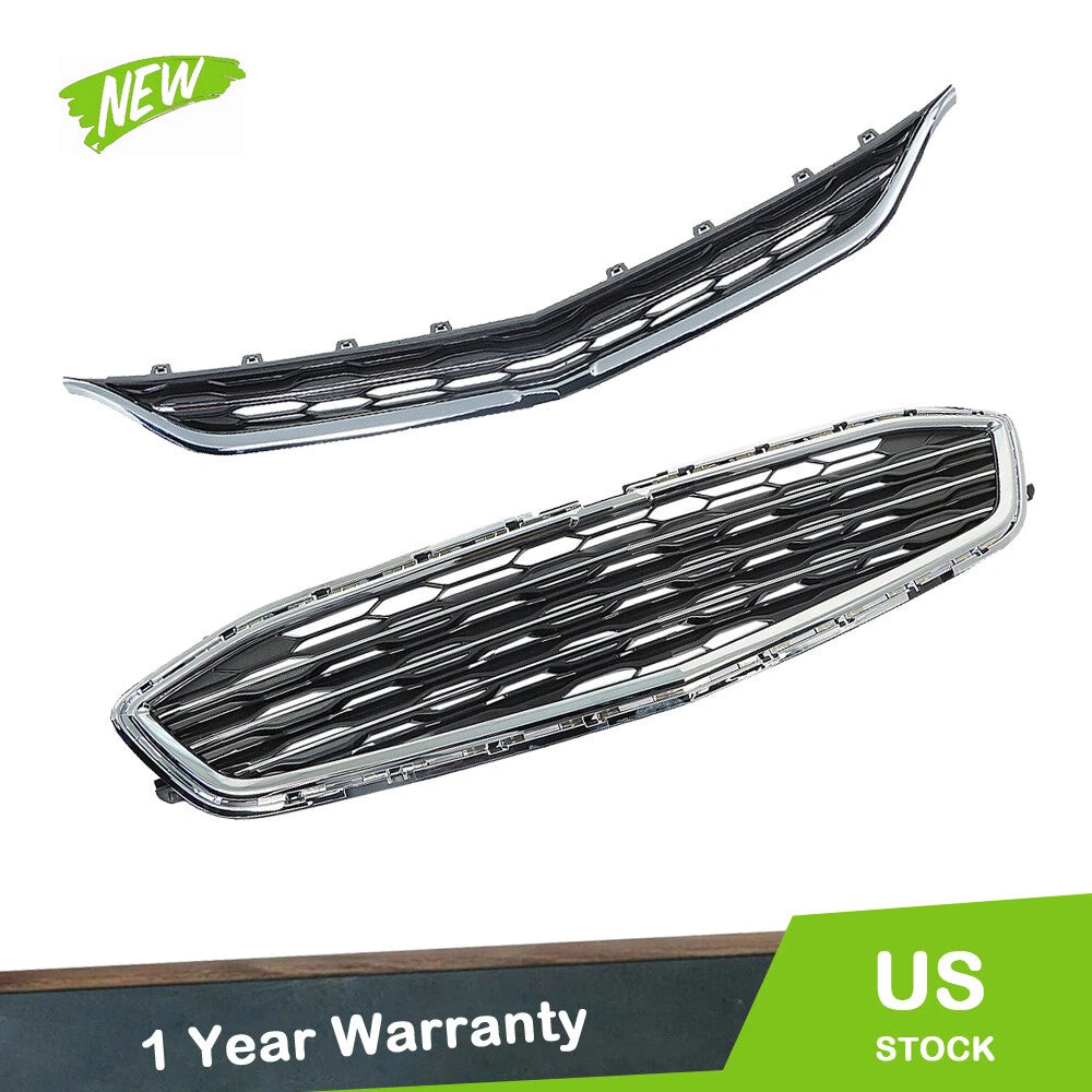 Set of 2 Front Upper Lower Grille Replacements for Chevrolet Malibu (2016–2018)