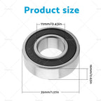 Set of 4 6202-16-2RS Ball Bearings for (16x35x11mm, Double Sealed, Chrome)