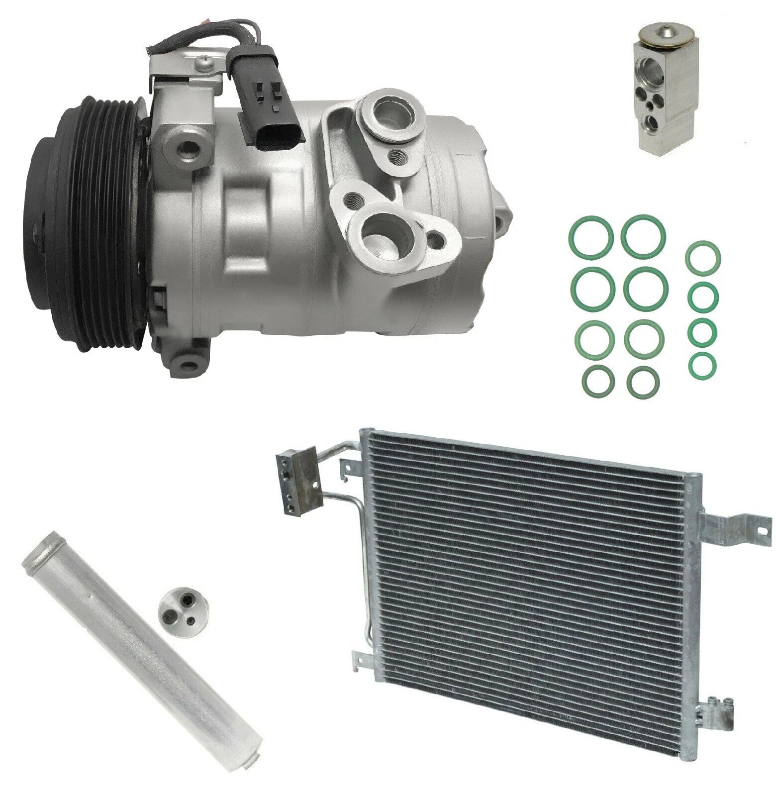 AC Compressor Kit with Condenser for Jeep Wrangler JK 3.8L (2007–2011)
