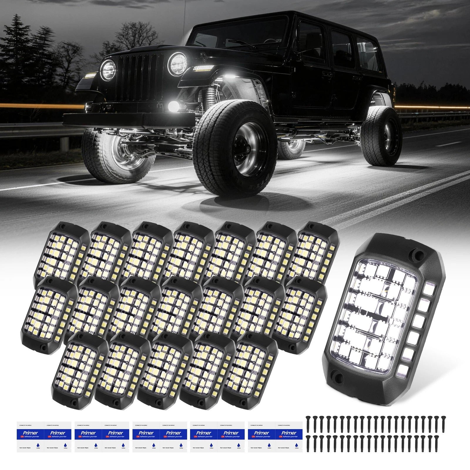 12x White LED Rock Lights for Offroad SUV