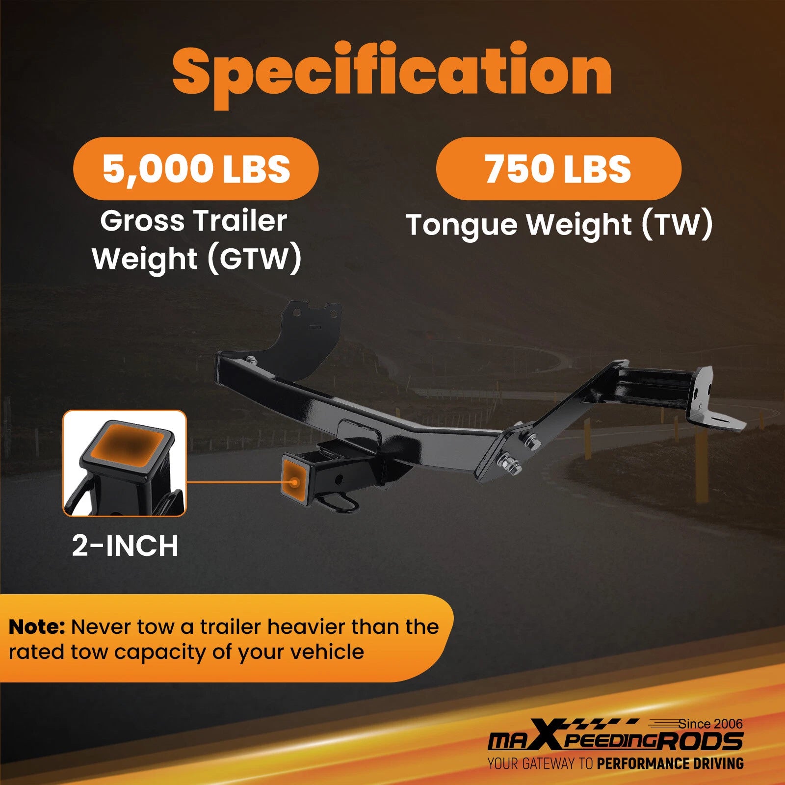 Trailer Hitch Receiver Class 3 2" for Hyundai Santa Cruz (2022–2025)