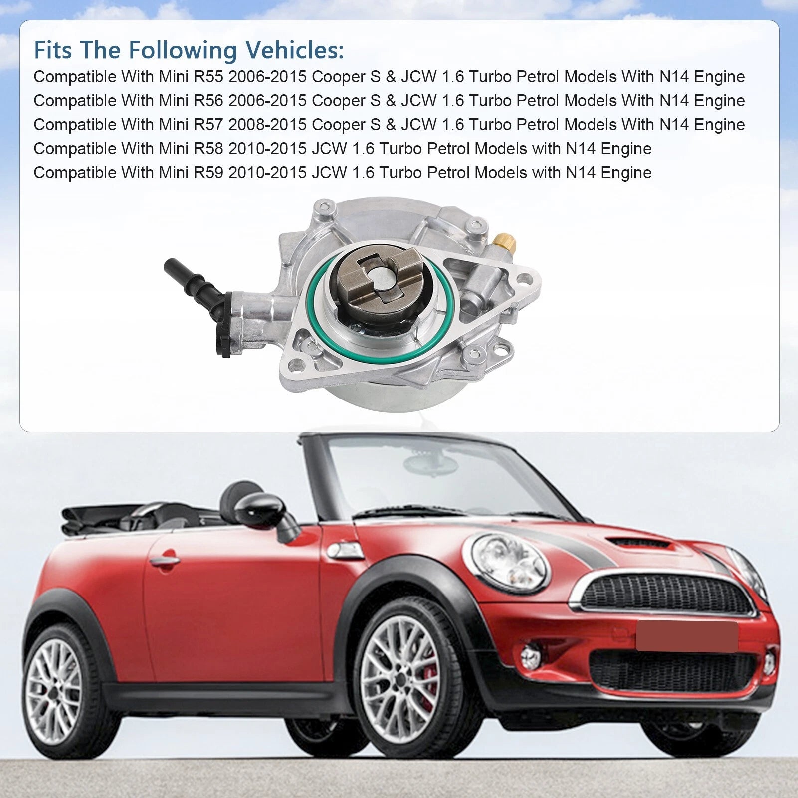 Vacuum Pump for Mini Cooper S JCW R55 R56 R57 R58 R59 (2007–2015)
