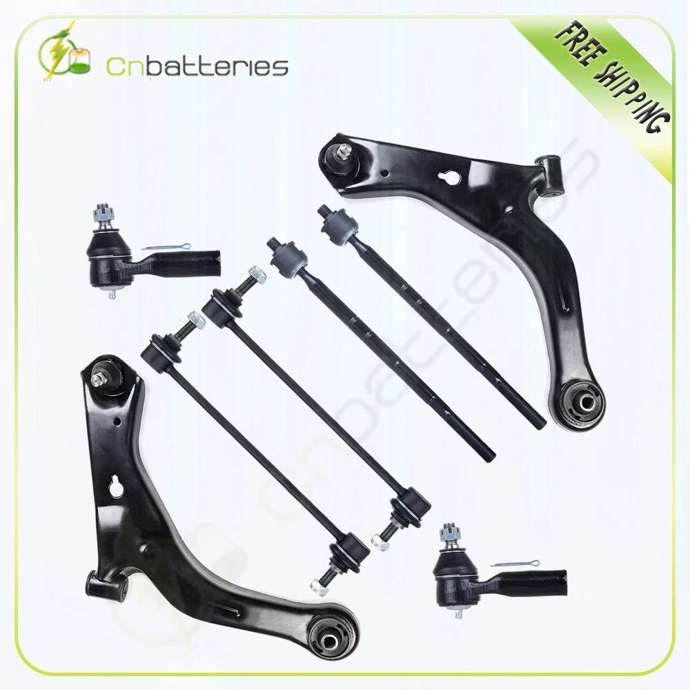 Set of 8 Front Lower Control Arms, Inner Outer Tie Rods, Sway Bars for Ford Mazda (2001–2004)
