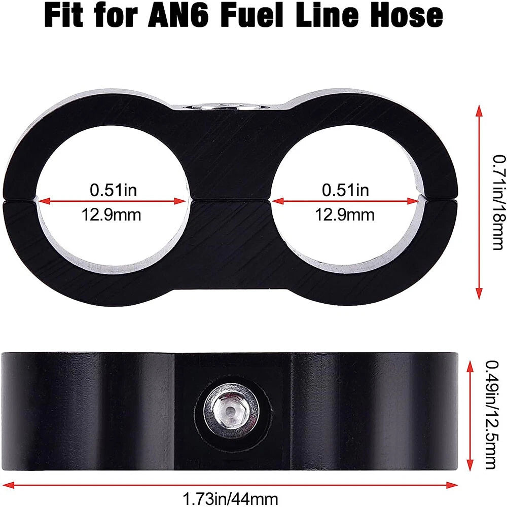 6AN Hose Separator Clamp for Oil Fuel Line (Aluminum Adapter Black) (—)